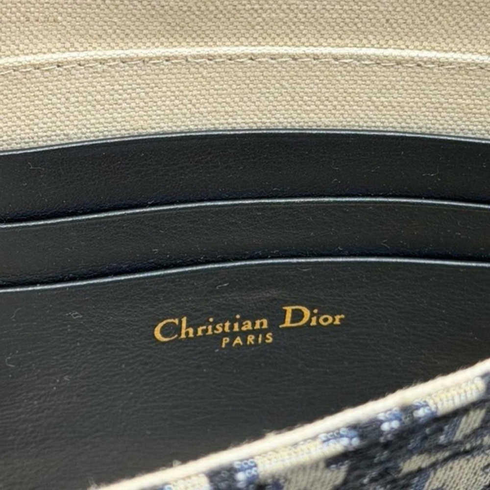 Christian Dior Oblique Navy Blue Canvas Flap Pouch Clutch Dustbag Box Authentic - Picture 6 of 8